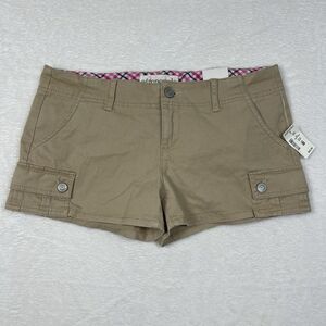 Y2K Aeropostale Khaki Micro Mini Cargo Shorts Womens Size 9/10 Festival Preppy